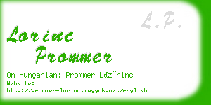 lorinc prommer business card